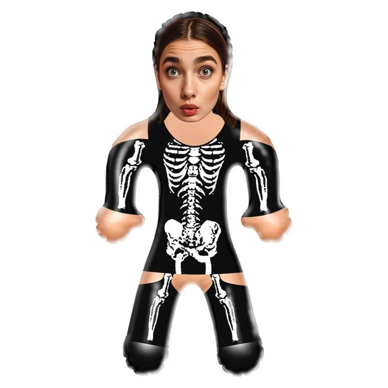 Custom Face Skeleton Lady Blow Up Dolls Funny Inflatable Balloon Custom Air Doll for Party Favors Horror Halloween Gifts