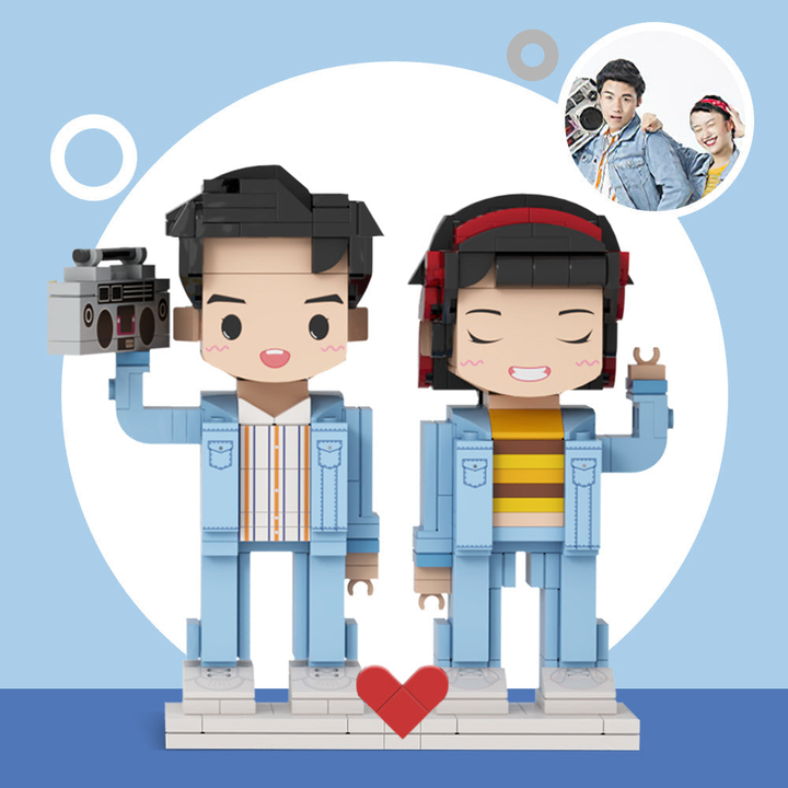 Fun Gifts Customizable Fully Body 2 People Custom Brick Figures Persanalized Cute Face Brick Figures