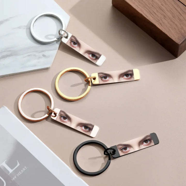 Custom Eye Photo Keychain Personalized Double-Sided Keychain Custom Text Best Gift For Anniversary