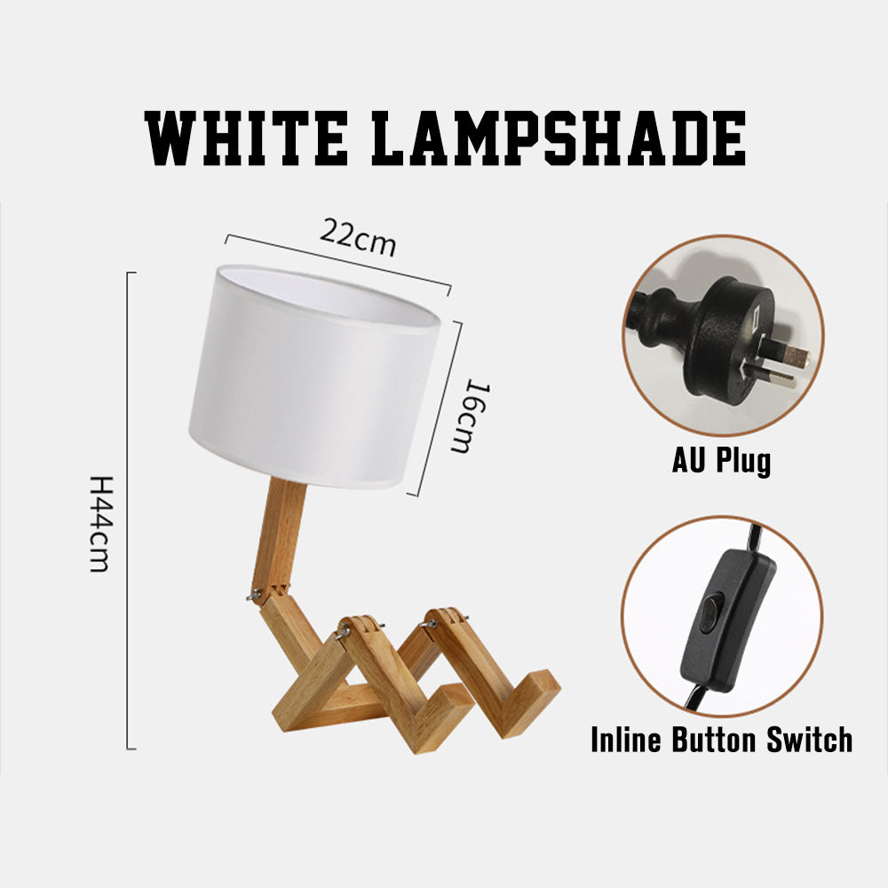 Wooden Robot Table Lamp – Creative Bedside Lamp for Bedroom Artistic Decor Light for Living Room Birthday & Christmas Gift