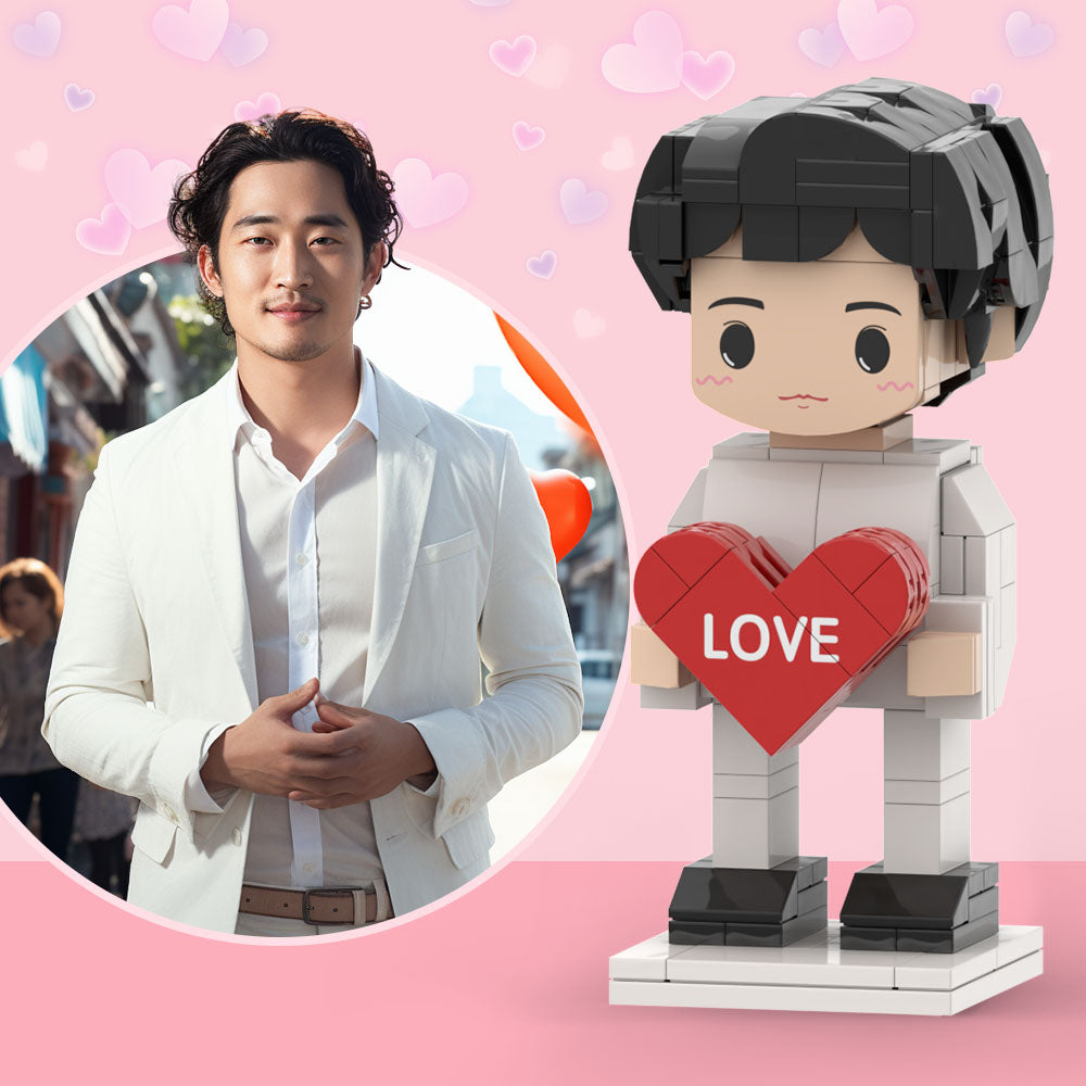Full Body Customizable 1 Person Custom Cute Brick Figures with Heart Small Particle Block Toy