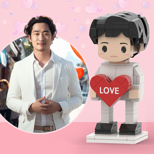 Full Body Customizable 1 Person Custom Cute Brick Figures with Heart Small Particle Block Toy