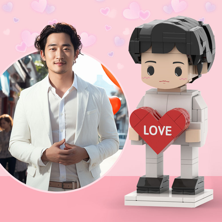 Full Body Customizable 1 Person Custom Cute Brick Figures with Heart Small Particle Block Toy
