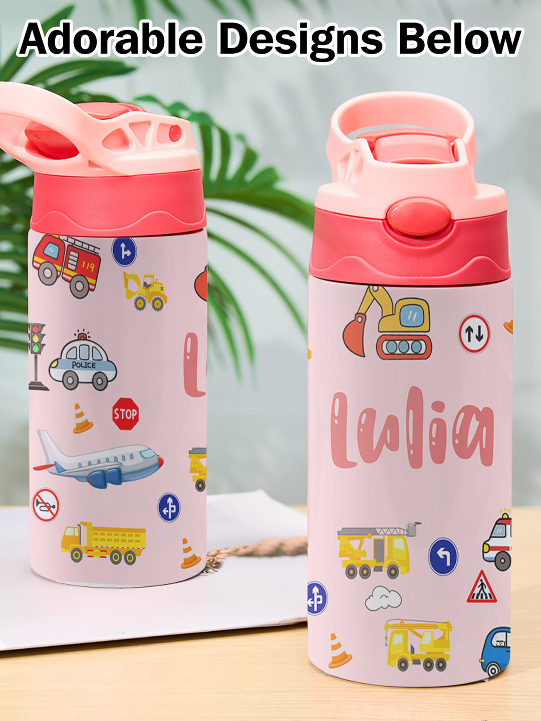 Custom Name Tractor Stainless Steel Water Cup Children's Day Gift for Kids