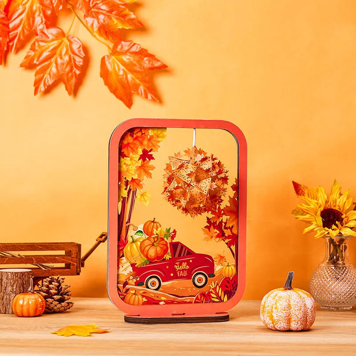 3D Paper Sculpture Night Light Fall Truck Halloween Gifts for Kids and Adults Great Decor Light in Bedroom Living Room