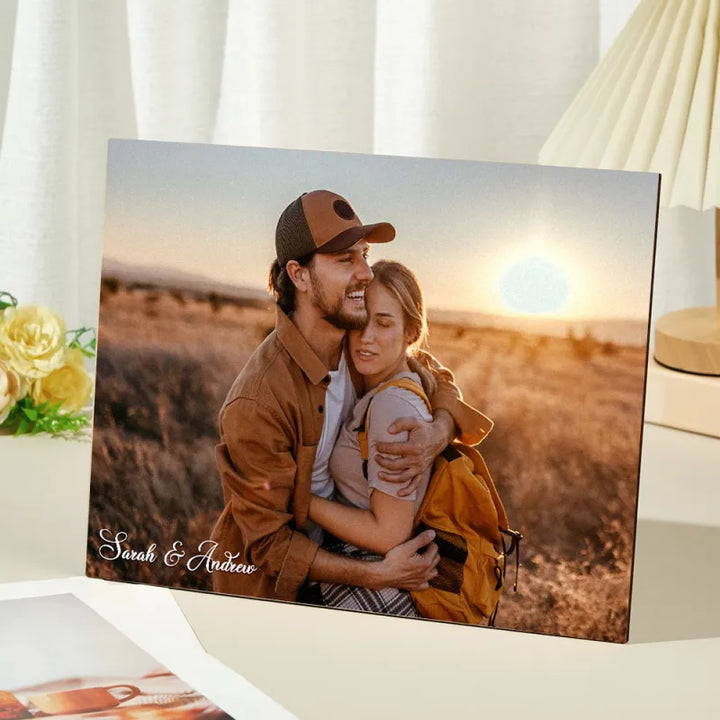 Custom Couple Portrait Photo Custom Photo on Wood Engraved Photo on Wood Watercolor Style