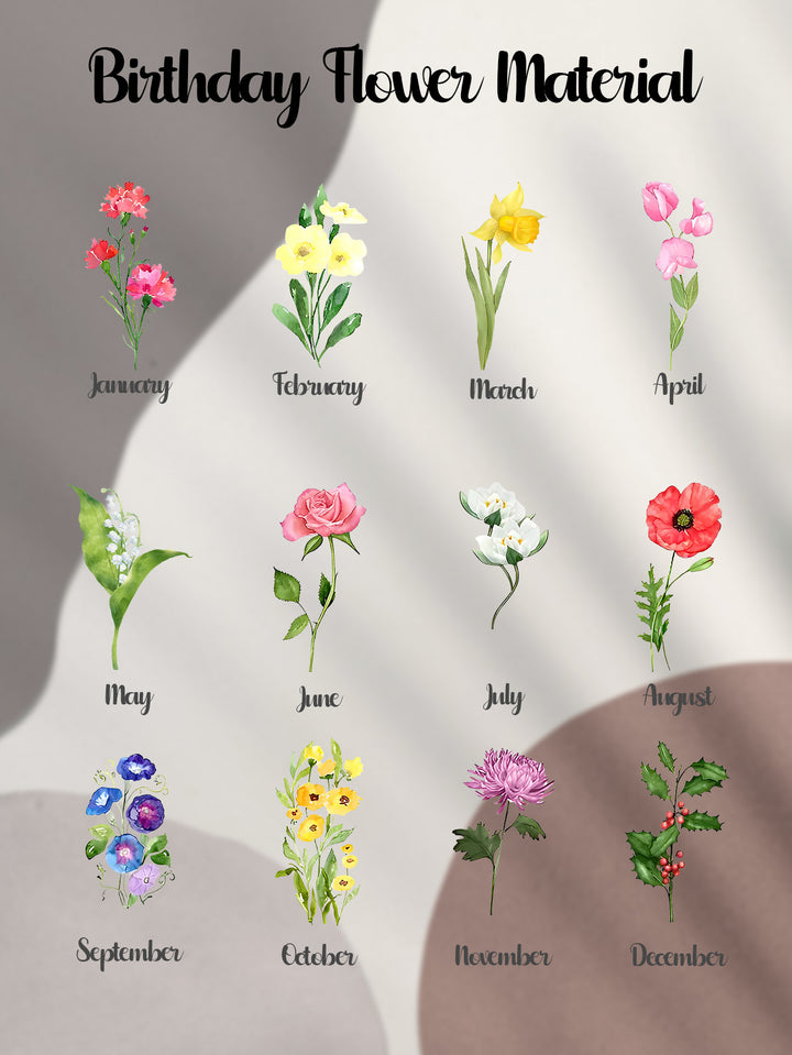 Personalized Birth Flower Round Flasks with Name 5oz Glitter Flask Birthday Bridesmaid Party Gift for Girls