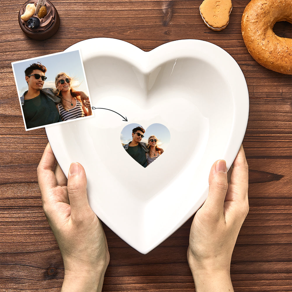 Personalized Heart Shaped Plate Ceramics Dinner Plate with Picture
