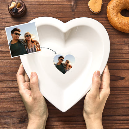 Personalized Heart Shaped Plate Ceramics Dinner Plate with Picture