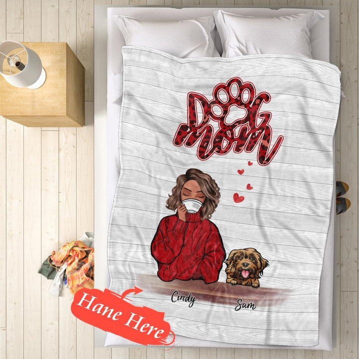 Personalized Name Dog Mom Fleece Blanket - Choose Number Of Pets