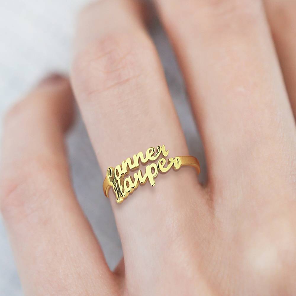 Custom Double Names Ring - 925 Sterling Silver