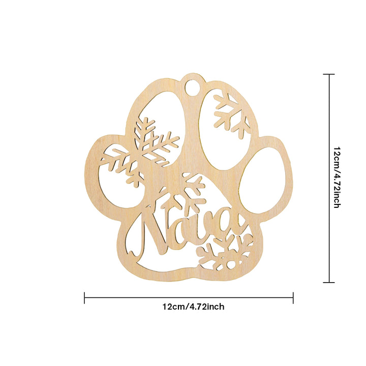 Personalized Wood Pet Paw Christmas Ornament