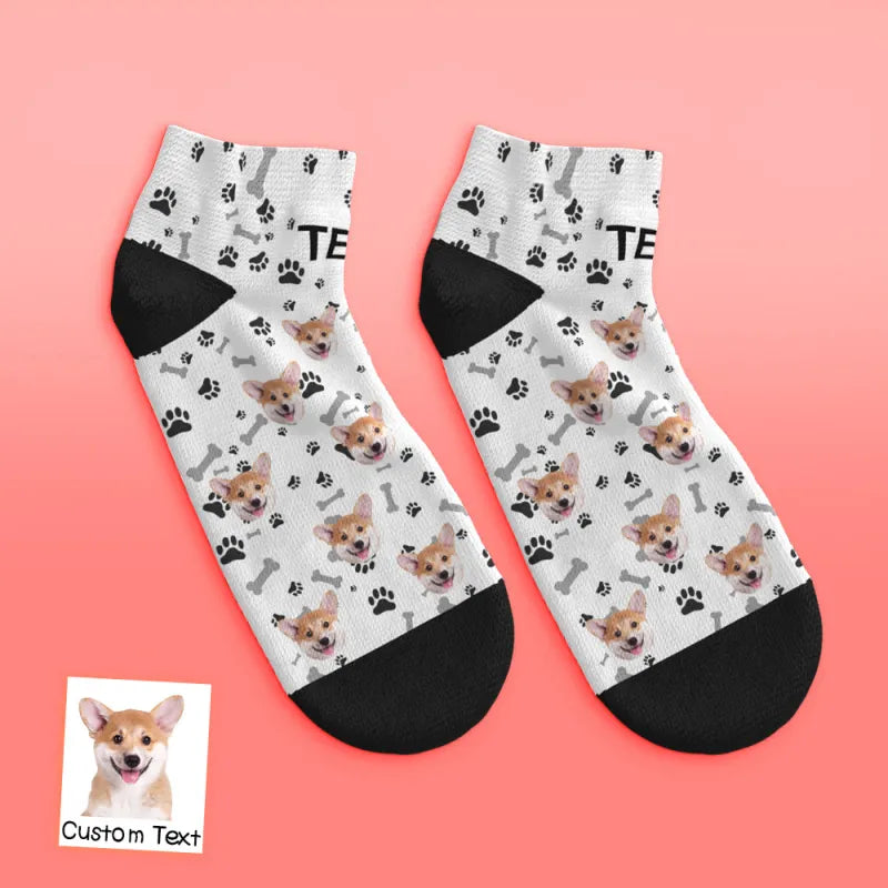 Custom Face Low Cut Ankle Socks with Dog Gift for Pet Lover