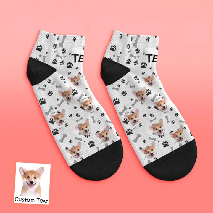 Custom Face Low Cut Ankle Socks with Dog Gift for Pet Lover