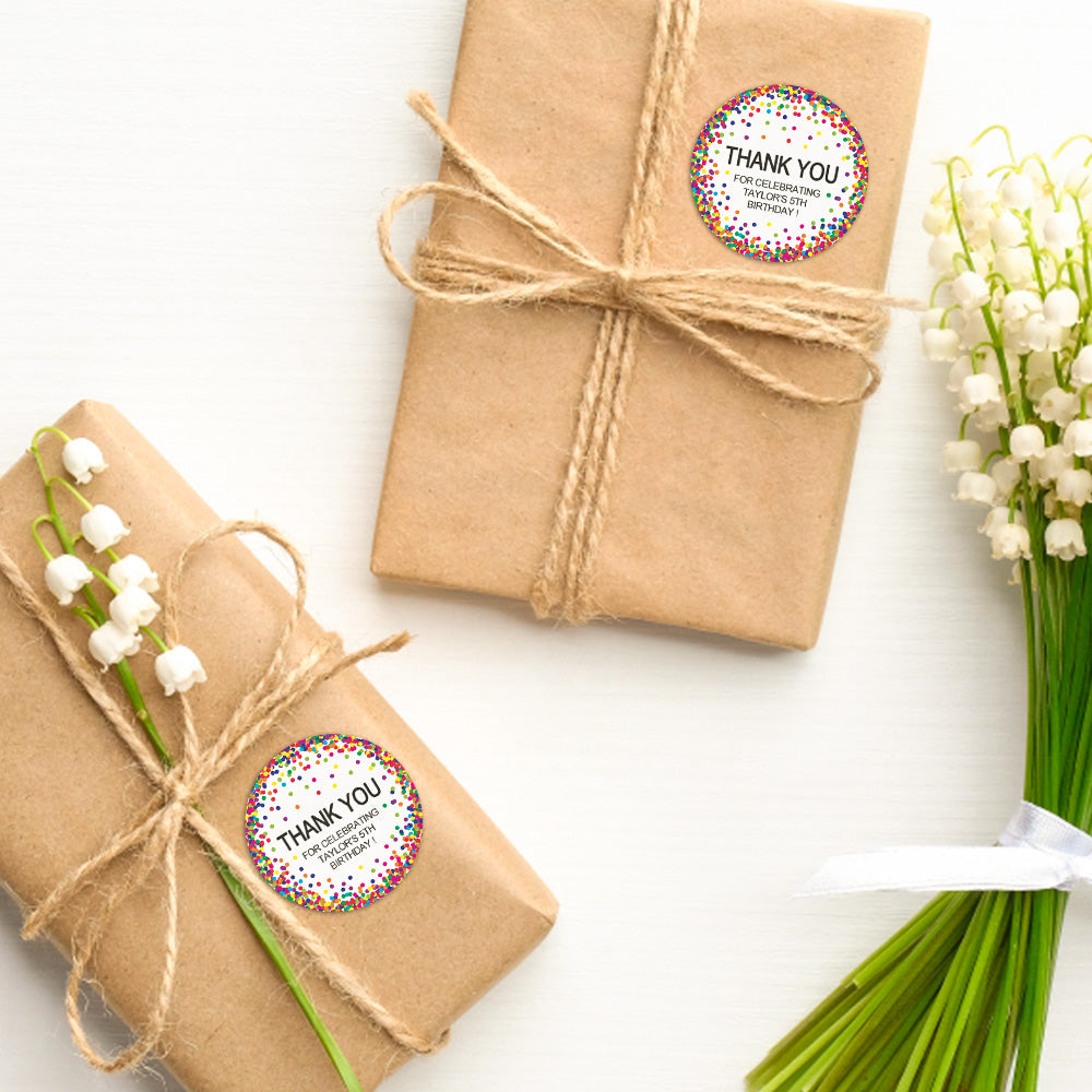 Personalized Thank You Stickers Round Wedding Birthday Favor labels for Gifts