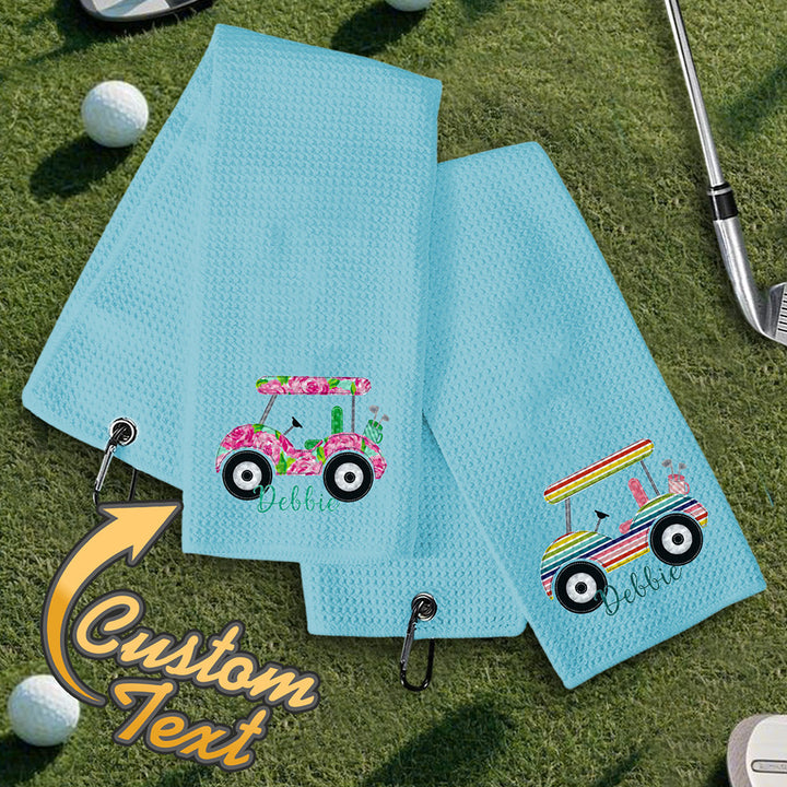 Personalized Golf Towel with Name Hanging Clip Golf Cart Towel Gift for Golf Lovers