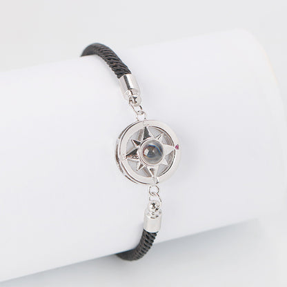 Personalized Round Eight-pointed Star Projection Necklace
