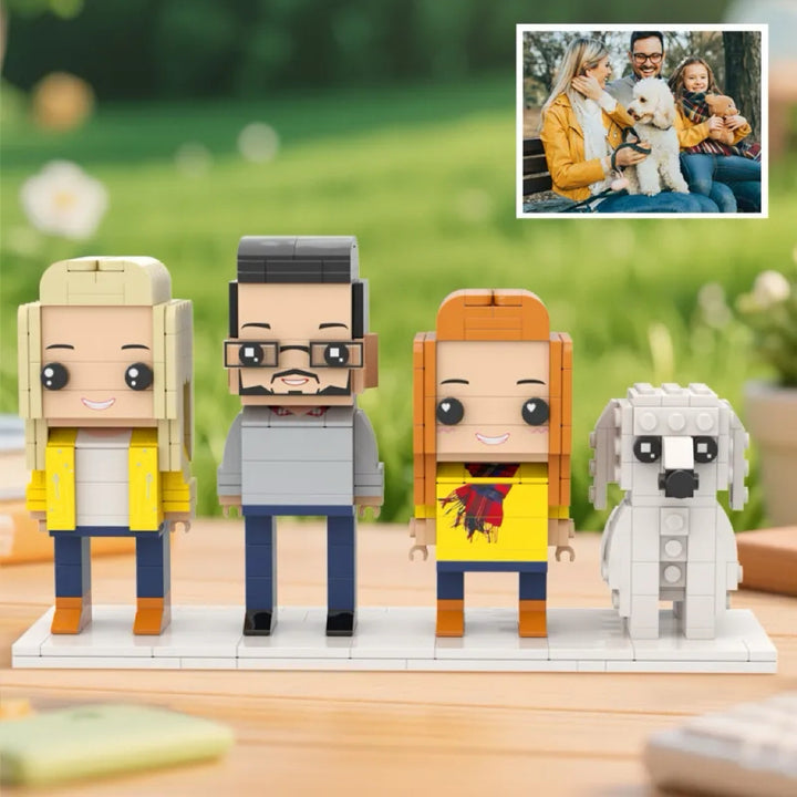 Custom Full-Body Brick Figures of 3 People and Cute Dog Personalized Anniversary Gift Birthday Gift