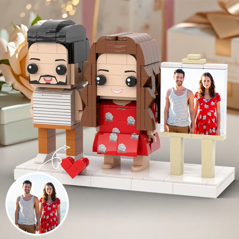 Customizable 2 People Photo Frame Custom Brick Figures Small Particle Block Valentine's Day Gift
