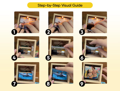 Custom Text & Photo Flipbook Frame Animation Machine without Music Detachable Photos Hand-cranked Flipbook Box with Light Anniversary Gifts