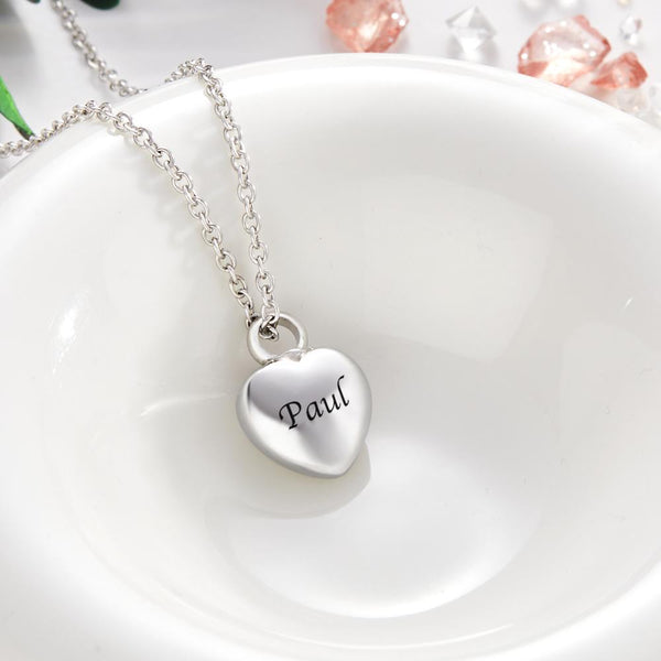 Custom Engraved Necklace Mini Heart Urn Pendant Necklace for Ashes