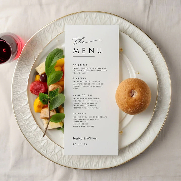 Personalized Minimalist Wedding Menu Card Wedding Dinner Menu