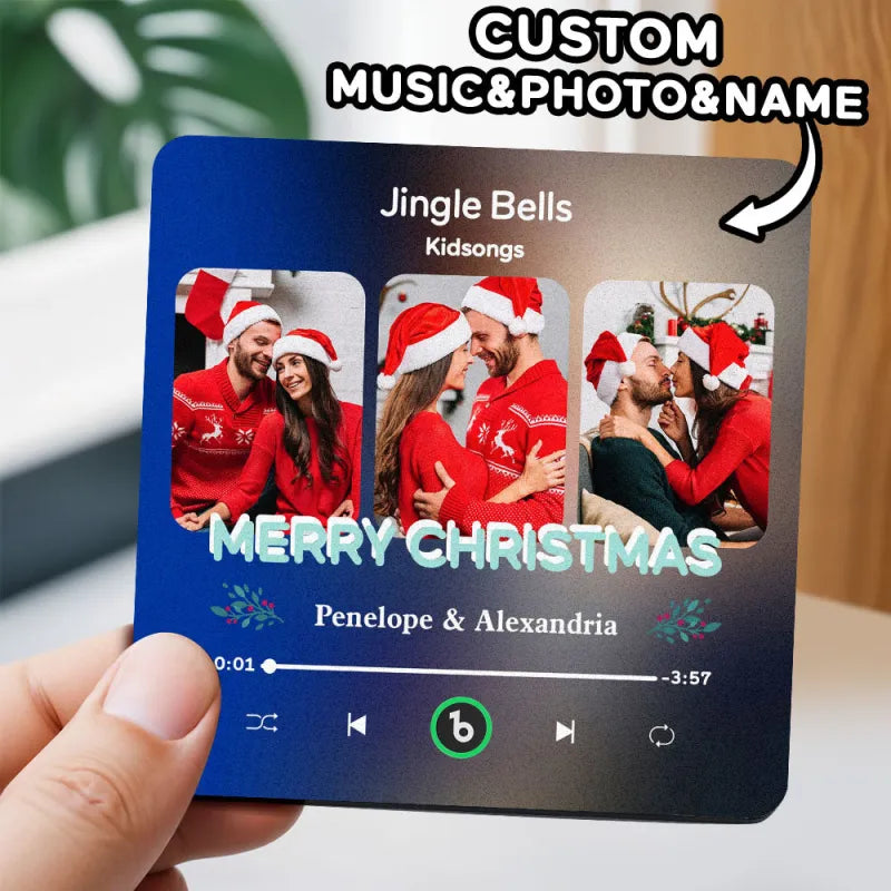 FridgeBeats Frameless 4.0 Custom 3 Photos Music Fridge Magnet FridgeBeats Pro Supports Bluetooth Connectivity Christmas Gifts