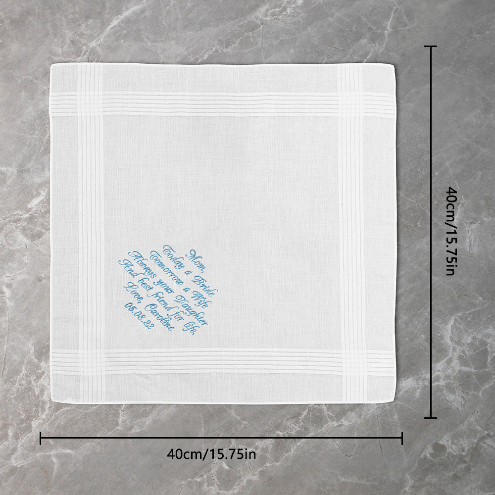 Personalized Wedding Handkerchief Embroidered Hankies Gifts for Mother of the Bride