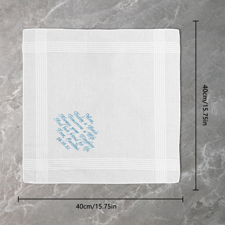 Personalized Wedding Handkerchief Embroidered Hankies Gifts for Mother of the Bride