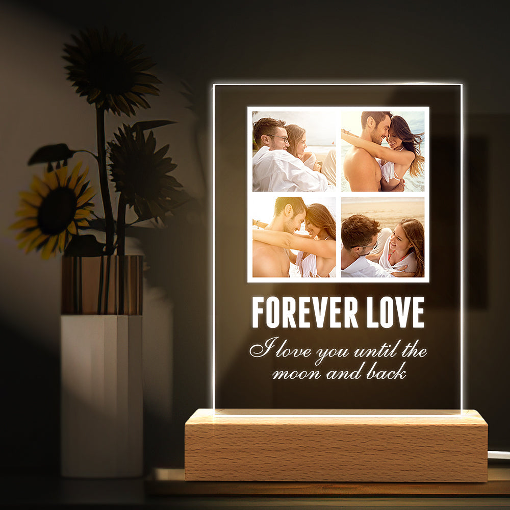 Custom Photo Plaque Wooden Stand Night Light(5.9in x 7.7in), Personalized Photo Strip, Best Friend Gifts