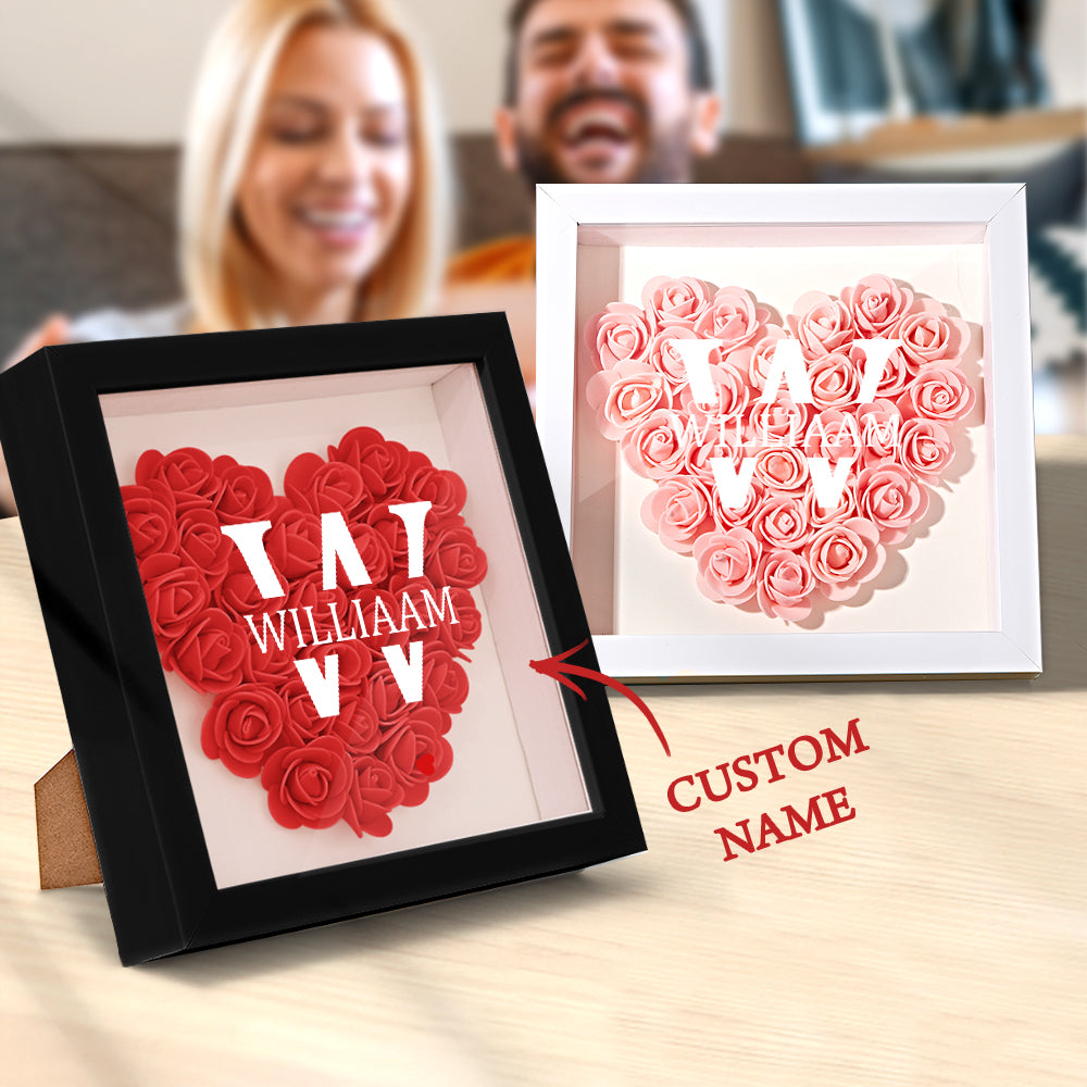 Customized Name Flower Shadow Box Personalized Shadowbox Frame