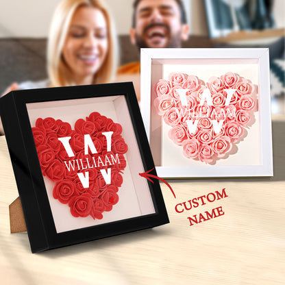 Customized Name Flower Shadow Box Personalized Shadowbox Frame
