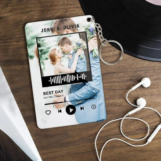 Custom Music Code Plaque Music Keychain Long Distance Relationship Gifts For Couple