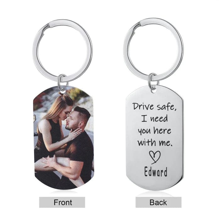 Wedding Gifts Drive Safe Keychain Custom Photo Keychain With Name For Boyfriend