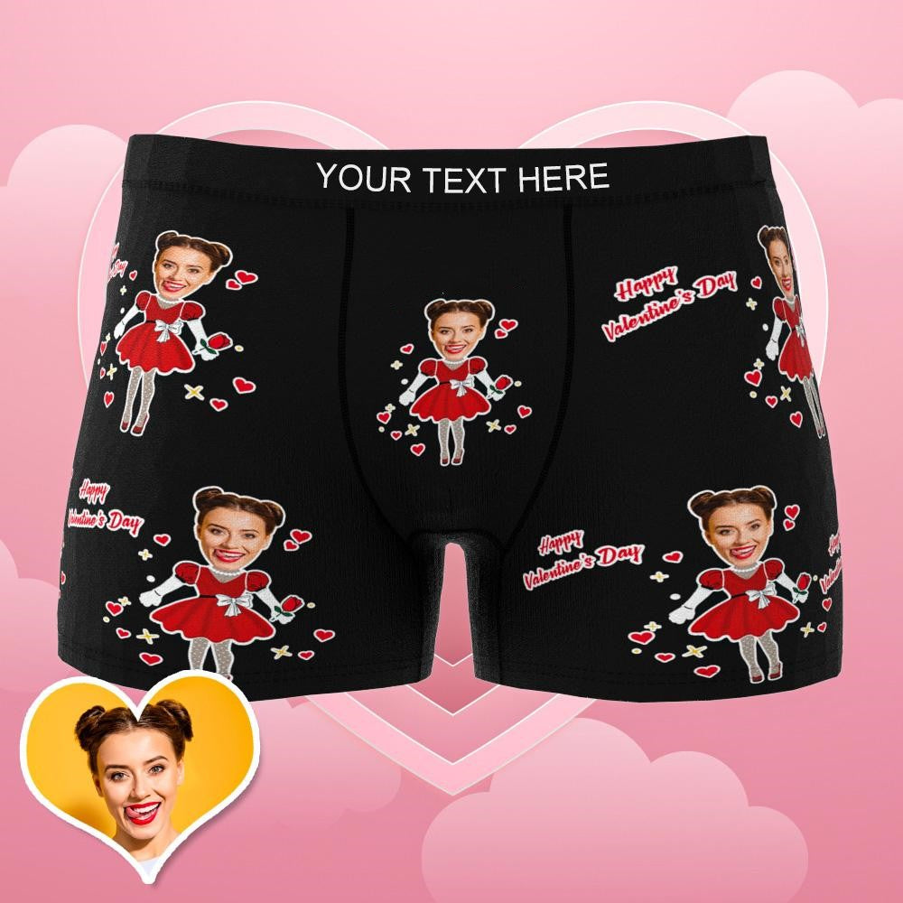 Custom Photo Boxer Men's Heart Face Underwear Couple Gifts AR View