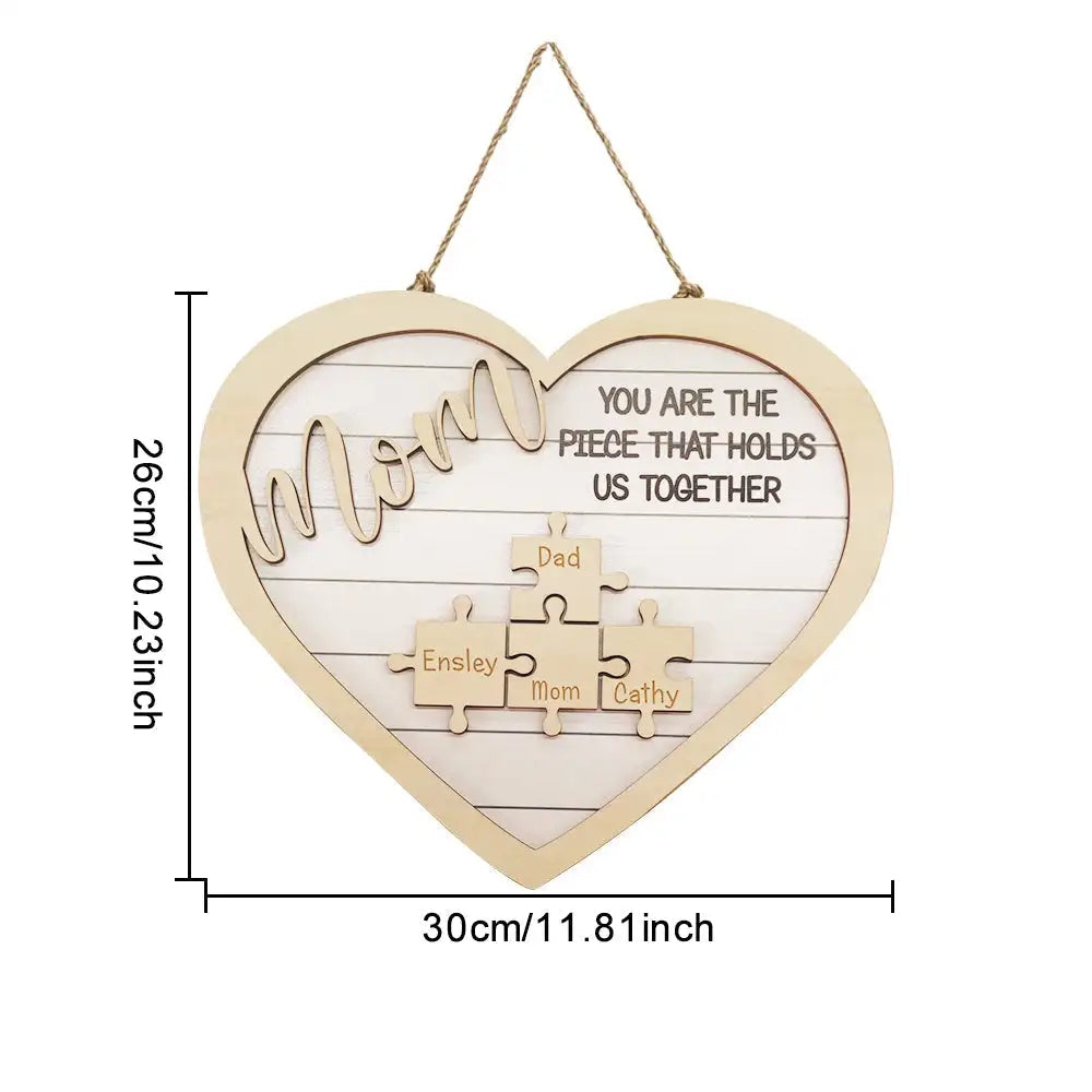 Custom Mom You Are the Piece That Holds Us Together Puzzle Piece Sign Mother's Day Gifts