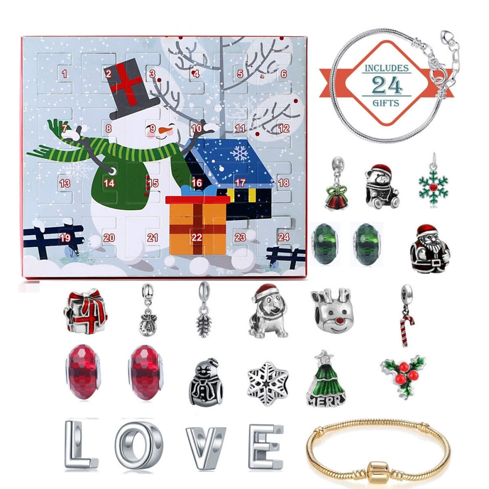 Christmas Charm Surprise Box Bracelet Christmas 24 Day Countdown Blind Box Bracelet Diy Charms Christmas Gifts