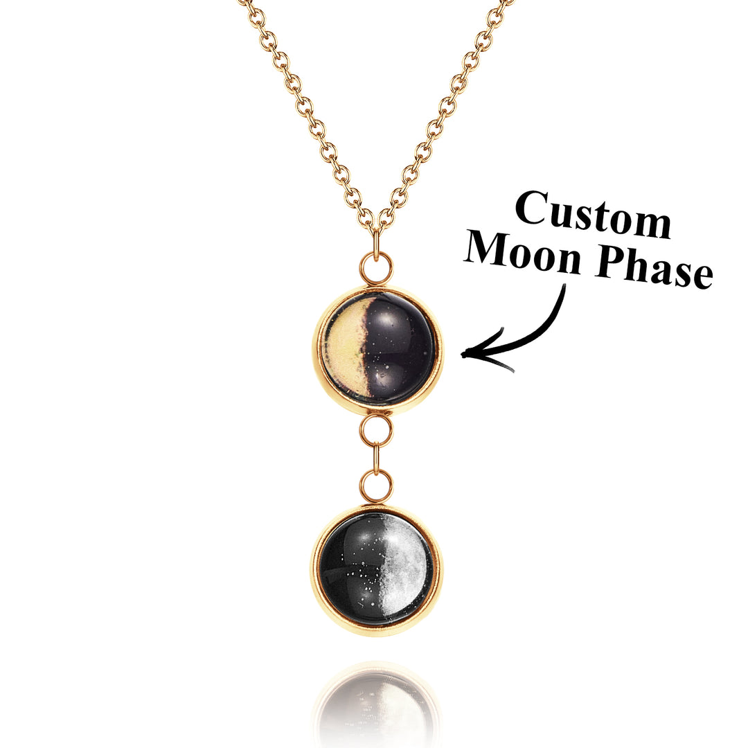 Custom Double Moon Phase Necklace Luminous Necklace Gift for Her