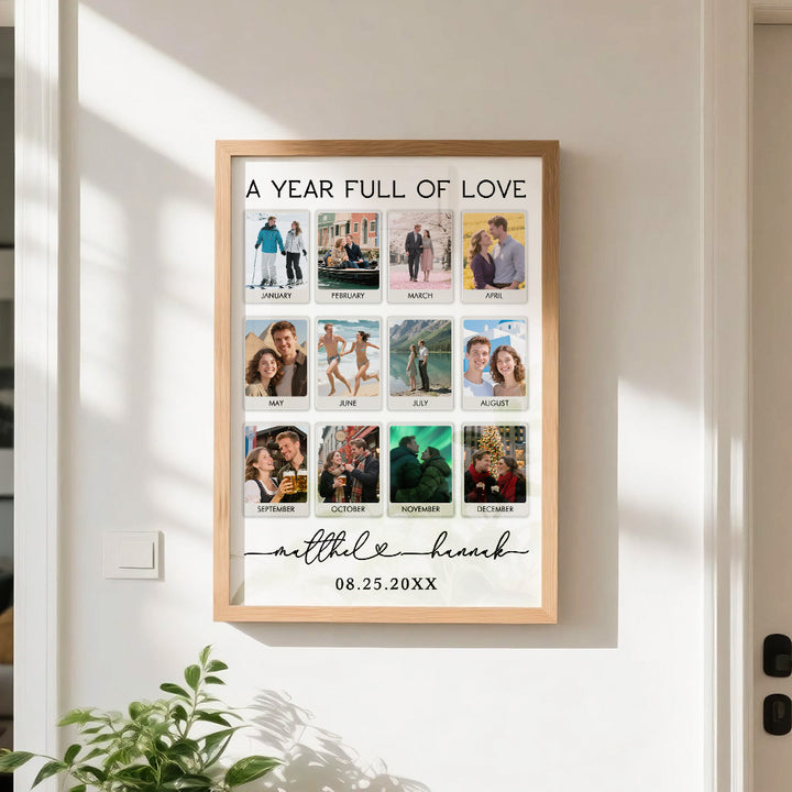 Custom Photo & Text Wooden Anniversary Frame – Personalized Anniversary Keepsake Gift