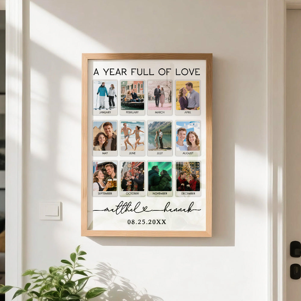 Custom Photo & Text Wooden Anniversary Frame – Personalized Anniversary Keepsake Gift