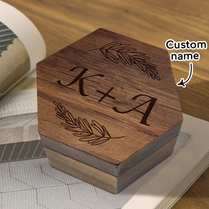 Six styles of Customized Hexagon Wooden Jewelry Box Wedding Ring Box
