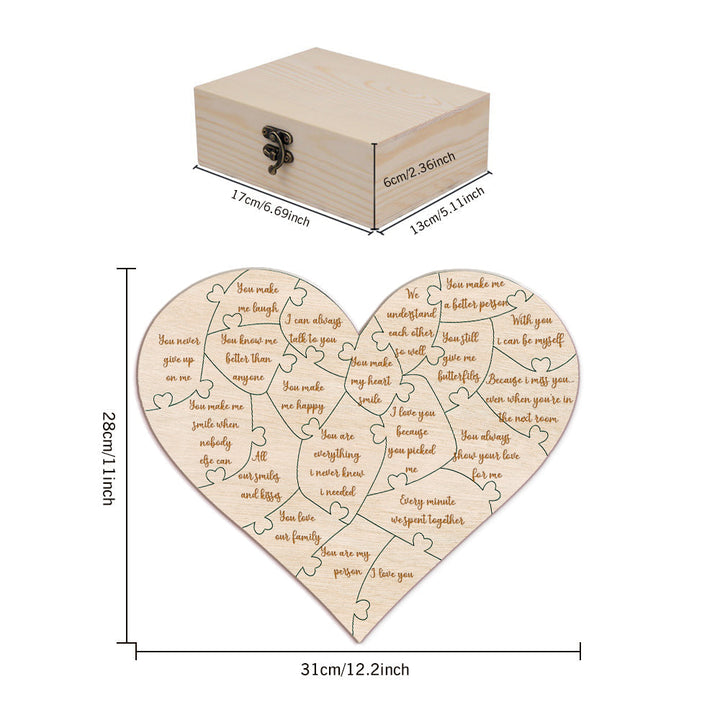 Personalized Wooden Puzzle with Box Reasons Why I Love You Unique Gift for Lover
