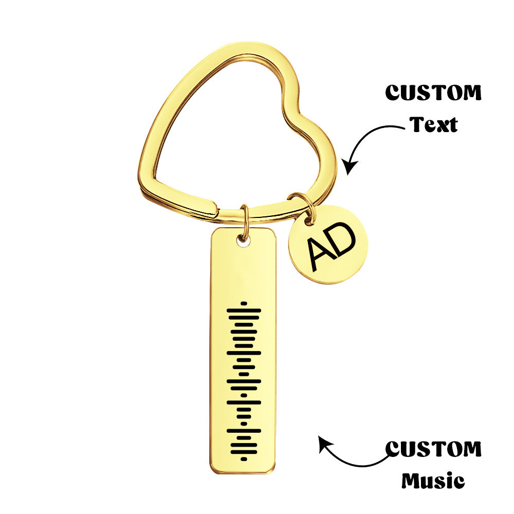 Custom Scannable Code Music Song Keychain with Heart Keyring
