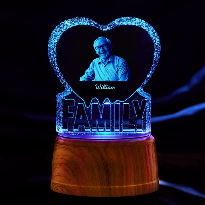 Personalized 3D Crystal Photo Frame Heart Crystal Gifts for Father's Day
