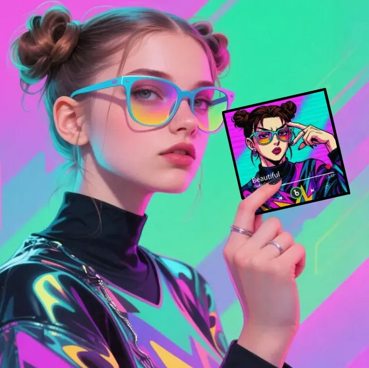 FridgeBeats Framed 4.0 Custom Anime-style Music Fridge Magnet and Photo with Colorful Frame Music Wall Photo Sticker Music Movement