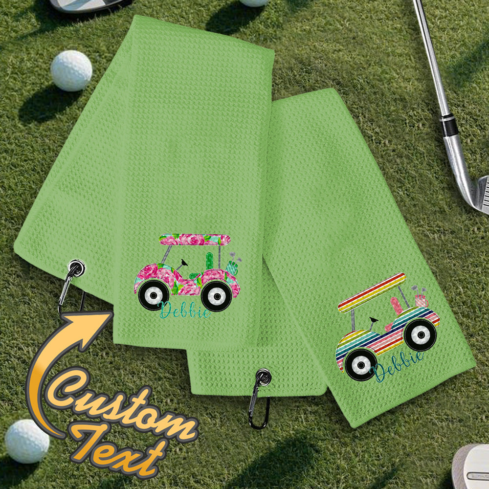 Personalized Golf Towel with Name Hanging Clip Golf Cart Towel Gift for Golf Lovers