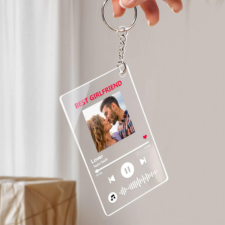 Custom Photo Keychain Music Code Plaque Scannable Music Personalized Acrylic NightLight BestGirfriend Gift