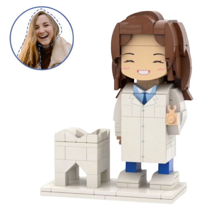 Personalized Head Custom Text Dentist Brick Figures with Tooth Doctor's Day Gift Career Gift