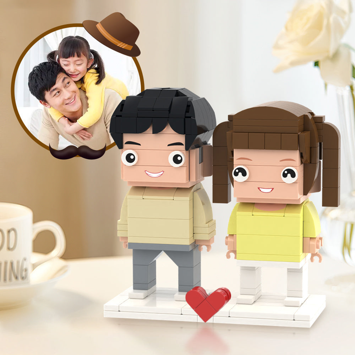 Father's Day Gifts Full Custom 2 People Brick Figures Custom Brick Figures Small Particle Block Toy