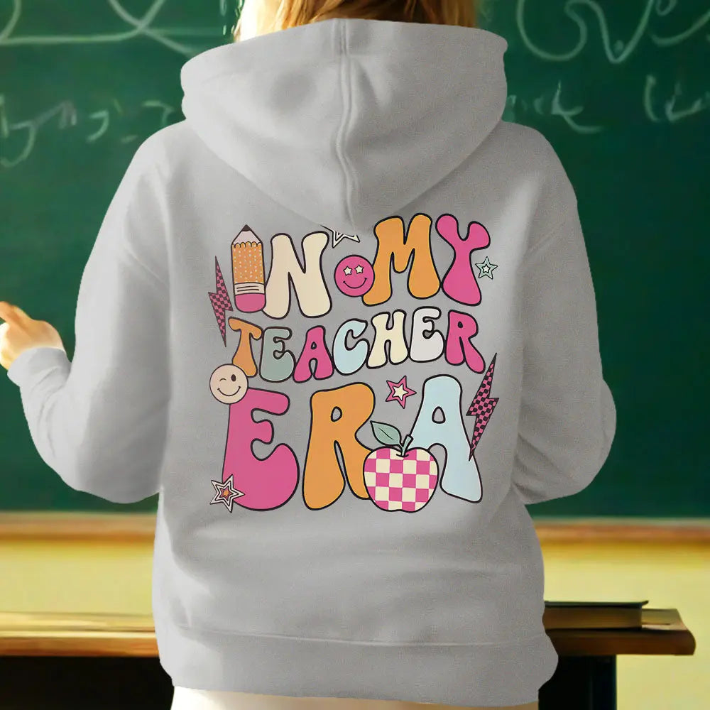 Personalized In My Teacher Era Hooded Sweatshirt Teacher Custom Name Hooded Sweatshirt Back to School Gifts